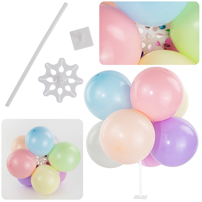 Фиксатор для шаров Цветок 3D, 10,5 см, с держателем, 30 см, Прозрачный, 1 шт.