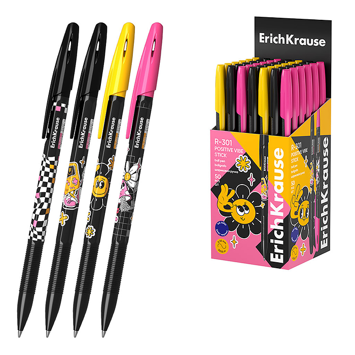 Ручка шариковая R-301 Stick Positive Vibe 0.7, цвет чернил синий (в коробке по 50 шт.)