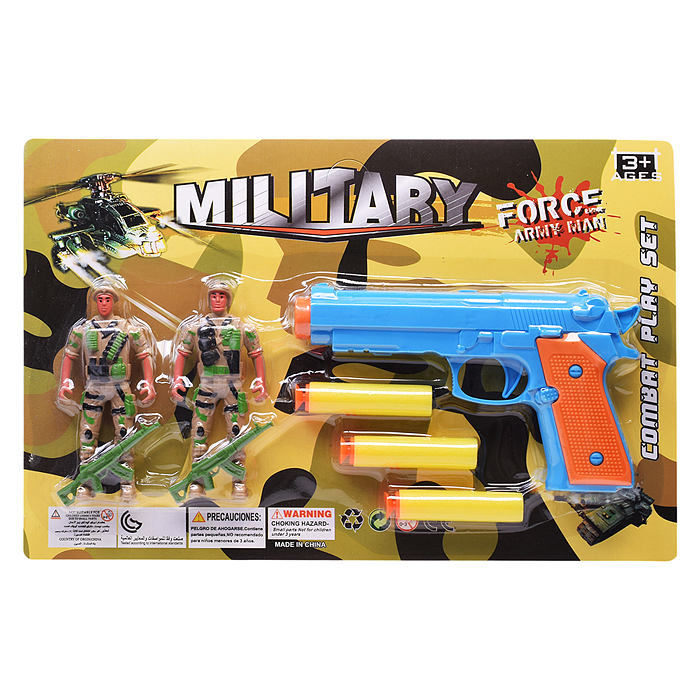 Пистолет R123-14 "Выстрел солдата" на листе (синий)