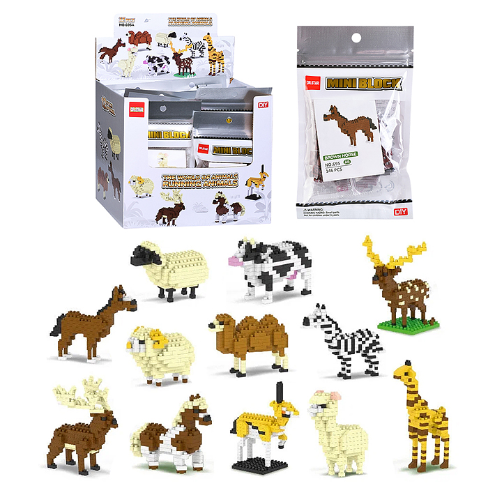Конструктор 695A "Парнокопытные животные" в ассортименте, в коробке