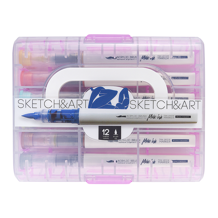 Набор маркеров-кистей акриловых "Sketch&Art" 12 цв., увеличенный объем