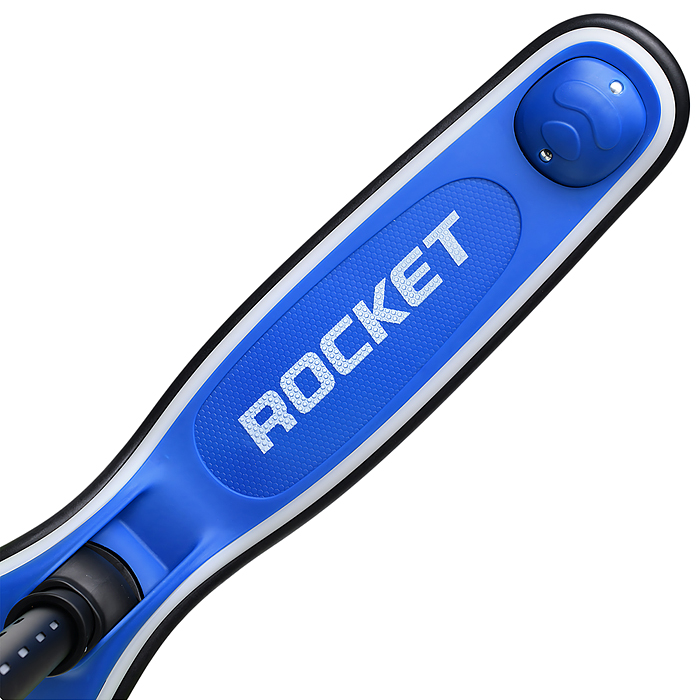 Фото к товару Самокат трёхколёсный R0200 ROCKET светящиеся колеса PU, дека, рулевая стойка, цвет зелено-синий Самокат трёхколёсный R0200 ROCKET светящиеся колеса PU, дека, рулевая стойка, цвет зелено-синий