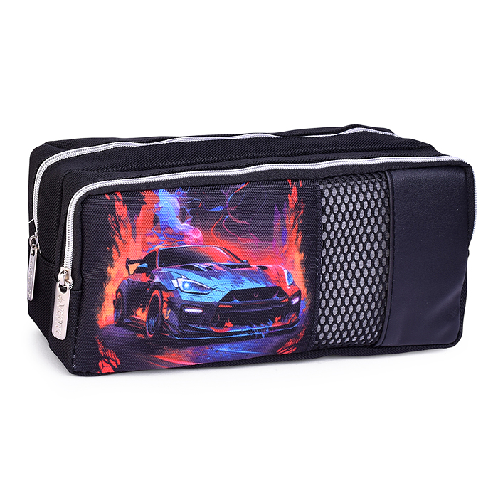 Пенал "Speed Zone" 20x9x6 см, прямоугольный на 70 предметов, плотный износостойкий полиэсте