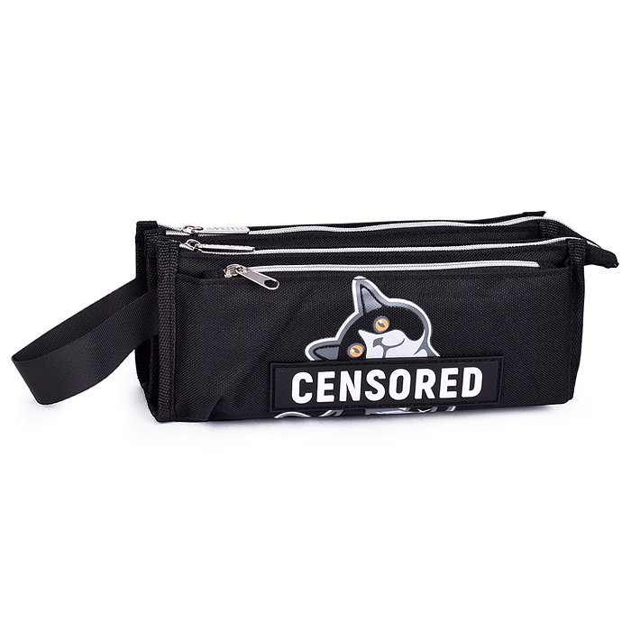Пенал "Censored" 21x10x7,5 см, прямоугольный для 60 предметов, плотный износостойкий полиэс
