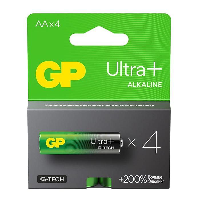 Батарейки алкалиновые GP Ultra Plus GP15AUPA21-2CRSB4 G-TECH LR6 BL4 Батарейки алкалиновые GP Ultra Plus GP15AUPA21-2CRSB4 G-TECH LR6 BL4