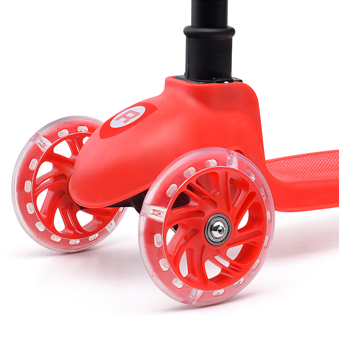 Фото к товару Самокат трёхколёсный ROCKET колёса PU, цвет красный Самокат трёхколёсный ROCKET колёса PU, цвет красный