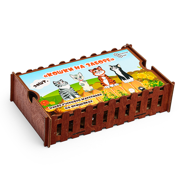 Фото к товару Набор счетного материала на прищепках "Кошки на заборе" Набор счетного материала на прищепках "Кошки на заборе"