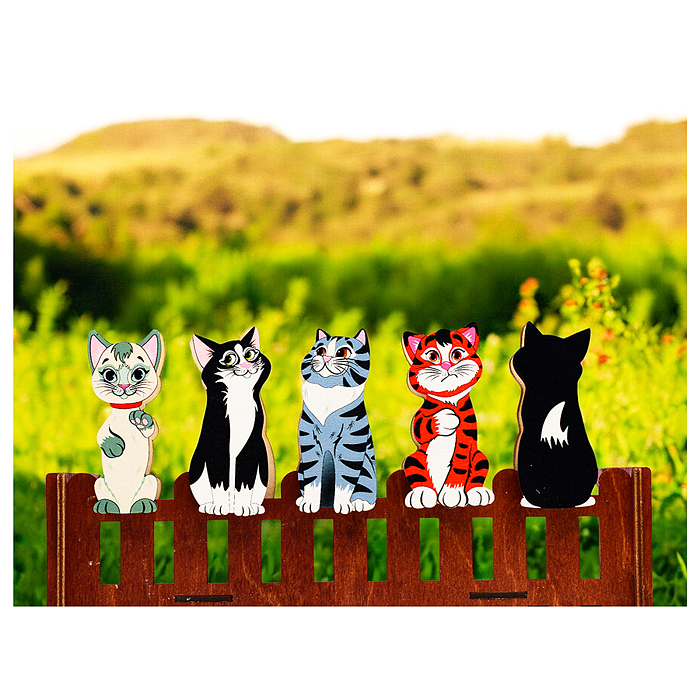 Фото к товару Набор счетного материала на прищепках "Кошки на заборе" Набор счетного материала на прищепках "Кошки на заборе"