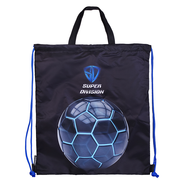 Сумка для сменной обуви "Super Division" 38x43 см, влагонепроницаемый полиэстер, на веревоч