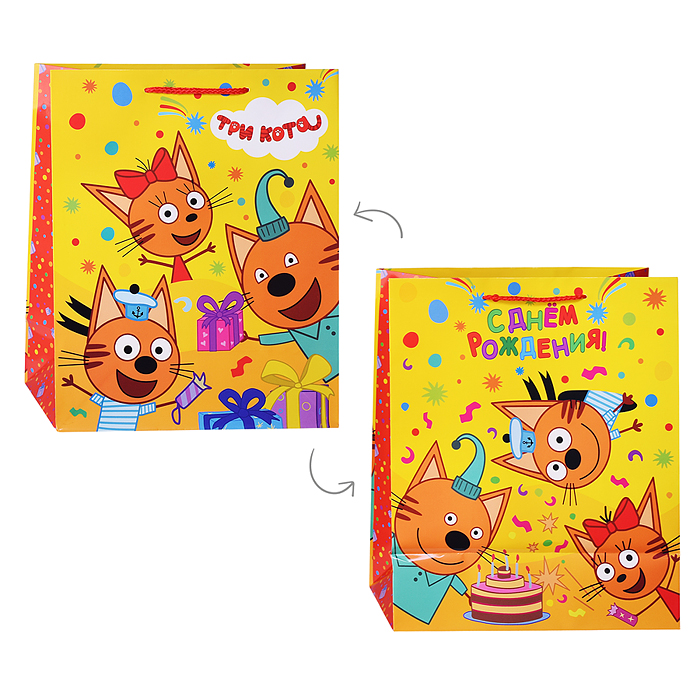 Пакет подарочный глянцевый "Три Кота" l.