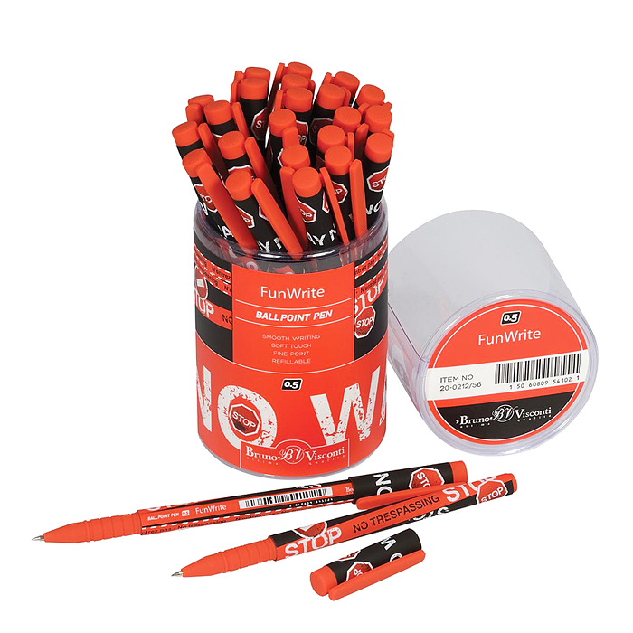 Ручка "FunWrite. Keep Away. Stop" шариковая, 0.5 мм, синяя