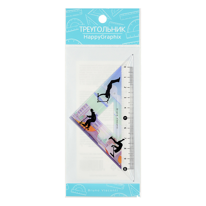 Фото к товару Треугольник пластиковый "HappyGraphix. Самокаты", 45 градусов, шкала по двум катетам Треугольник пластиковый "HappyGraphix. Самокаты", 45 градусов, шкала по двум катетам
