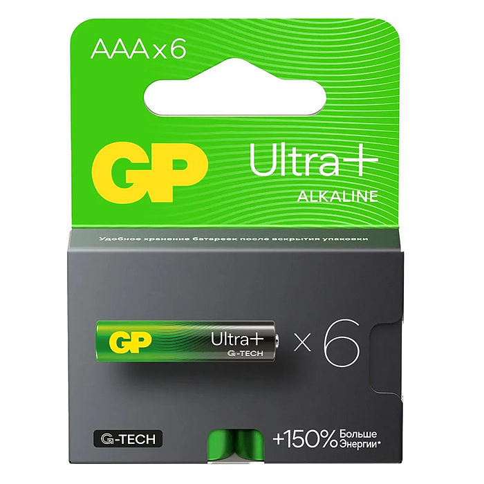 Батарейки алкалиновые GP Ultra Plus GP24AUPA21-2CRB6 G-TECH LR03 BL6 Батарейки алкалиновые GP Ultra Plus GP24AUPA21-2CRB6 G-TECH LR03 BL6