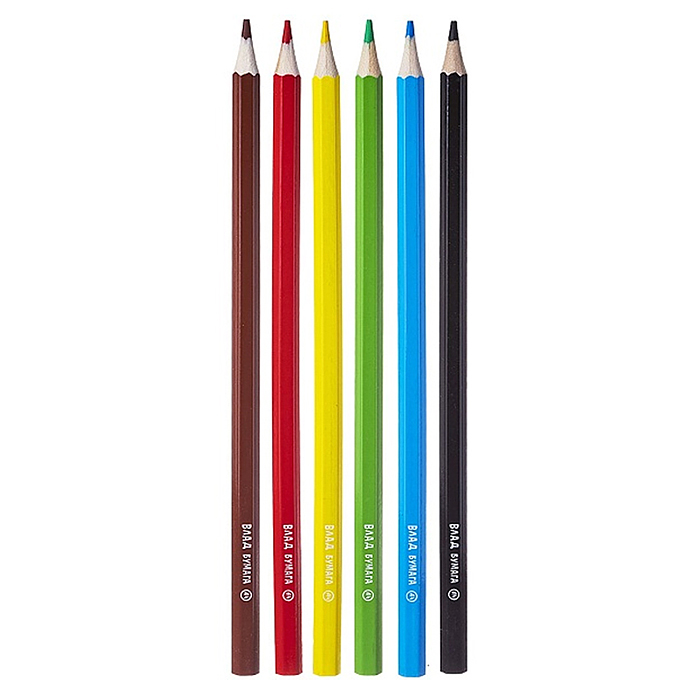 Карандаши цветные 6 цв. "ECO" "Влад А4" заточен.  в карт. короб. с европодвесом