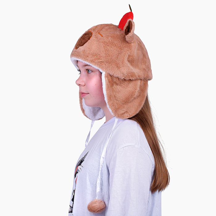 Шапка карнавальная 00-6839 "Капибара" с вишенкой 29*32см.