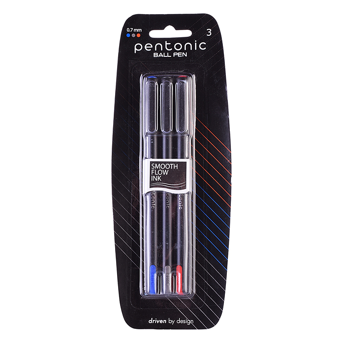 Набор шариковых ручек Pentonic ассорти 3 цв. 0,7 мм 3 шт кругл. корп.