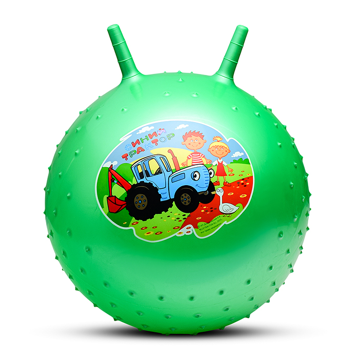 Фото к товару Мяч-прыгун 45 см "Синий трактор" массажный с рожками с наклейкой Мяч-прыгун 45 см "Синий трактор" массажный с рожками с наклейкой