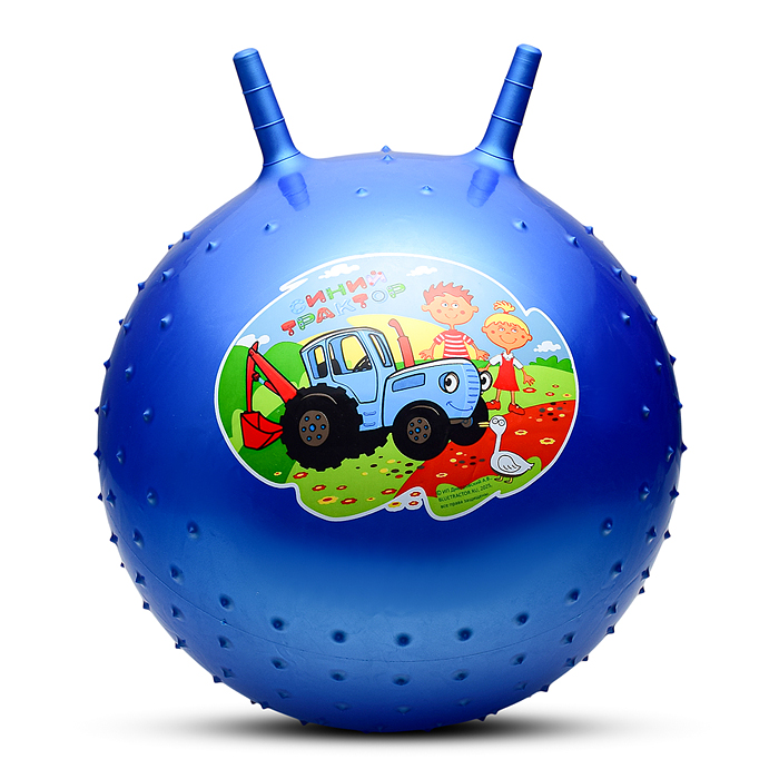 Фото к товару Мяч-прыгун 45 см "Синий трактор" массажный с рожками с наклейкой Мяч-прыгун 45 см "Синий трактор" массажный с рожками с наклейкой