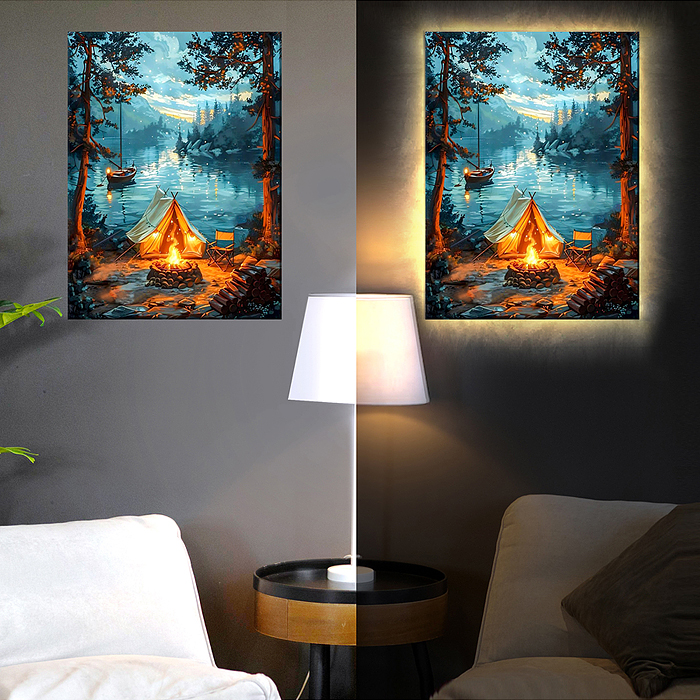 Картина по номерам 40х50 "У костра" USB LED подсветка (23 цвета)