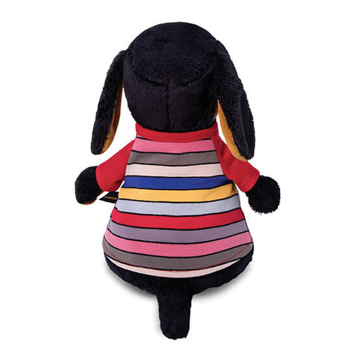 Собака Ваксон в футболке в полоску