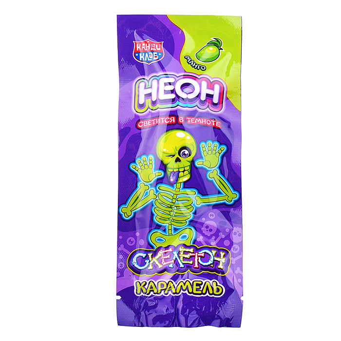 Карамель на неоновой палочке "Неон Скелетон" 10г (30шт)