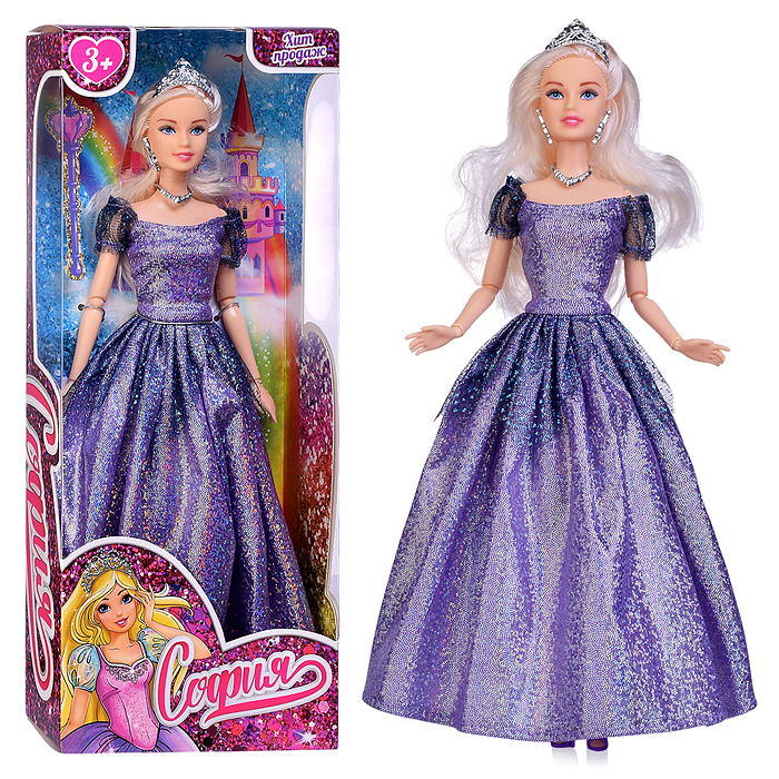 Кукла София-Принцесса 29 см. (акс., руки и ноги сгиб.,) в коробке