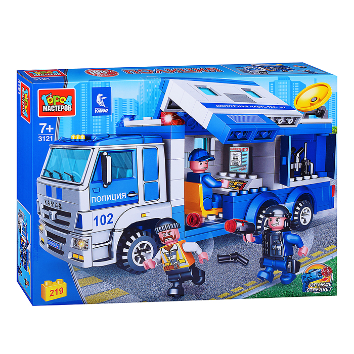 Конструктор Камаз полиция: мобильный штаб, 219 дет. 