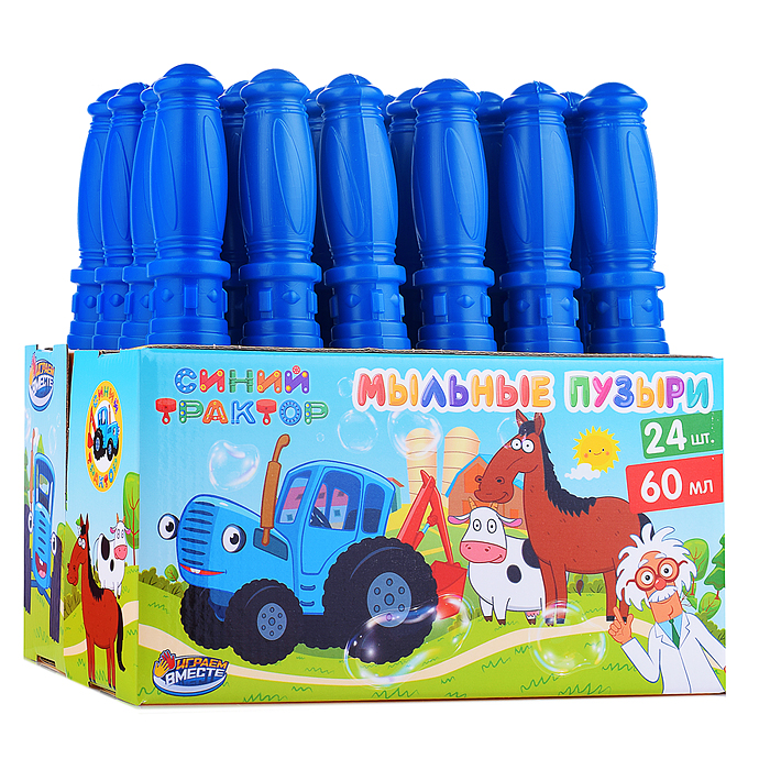 Фото к товару Мыльные пузыри "Синий трактор 60 мл, в колбе 27 см, Мыльные пузыри "Синий трактор 60 мл, в колбе 27 см,