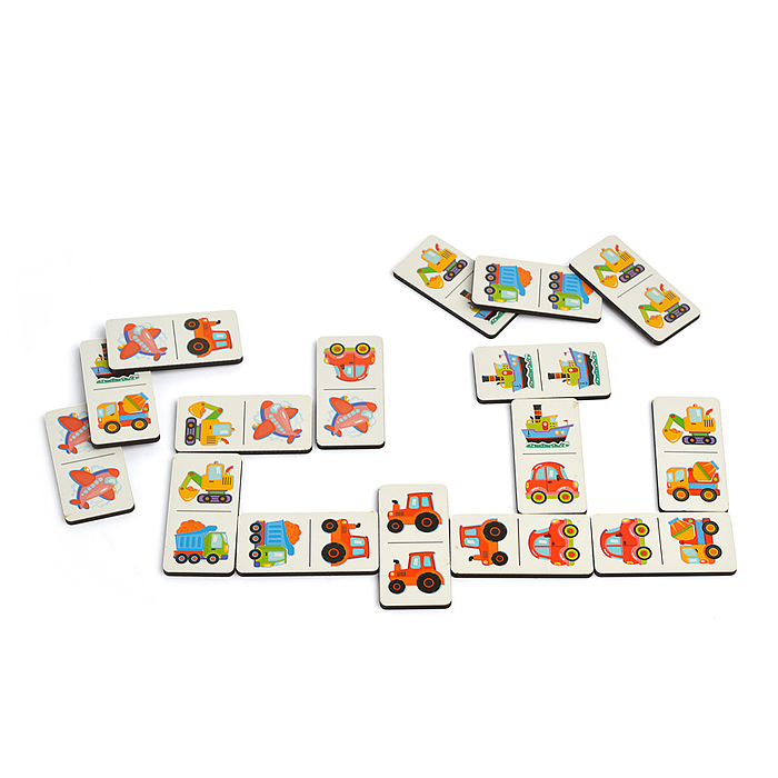 Фото к товару Домино деревянное "Транспорт" Far far land wood 28 фишек Домино деревянное "Транспорт" Far far land wood 28 фишек