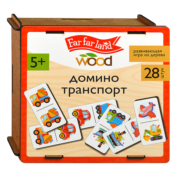 Фото к товару Домино деревянное "Транспорт" Far far land wood 28 фишек Домино деревянное "Транспорт" Far far land wood 28 фишек
