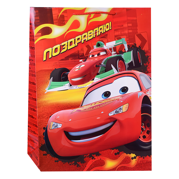 Пакет подарочный глянцевый размер xl "Тачки"