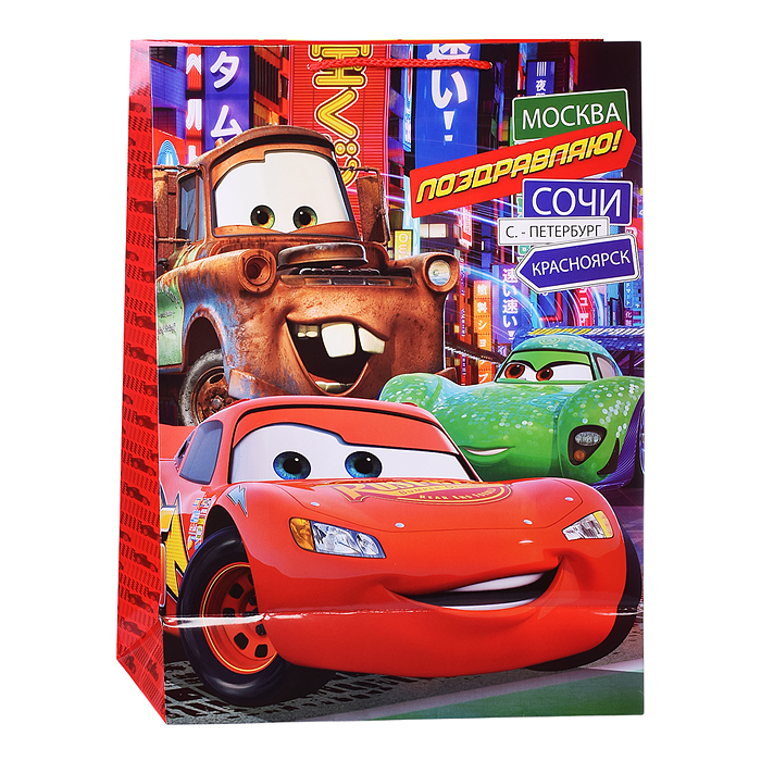 Пакет подарочный глянцевый размер xl "Тачки"