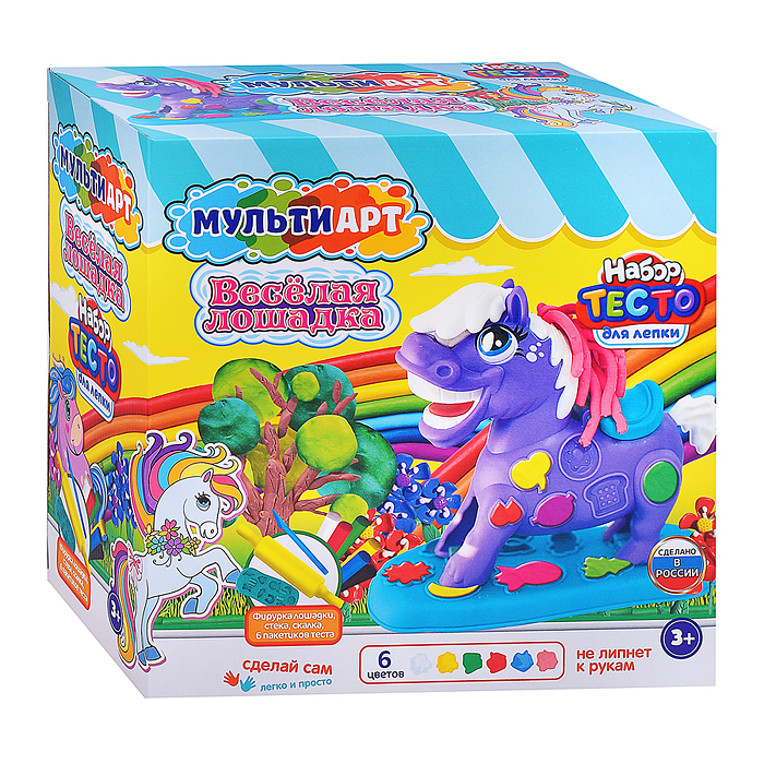 Набор с тестом для лепки и формочками "Веселая лошадка" 27 см. Набор с тестом для лепки и формочками "Веселая лошадка" 27 см.