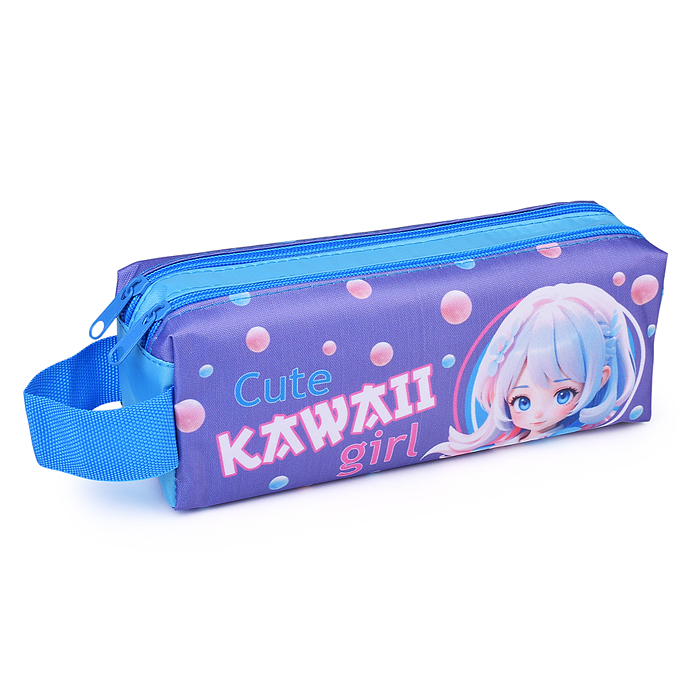 Пенал-косметичка, двухсекционный (двухсторонняя печать, ткань) с ручкой "Очаровательная малышка" 202