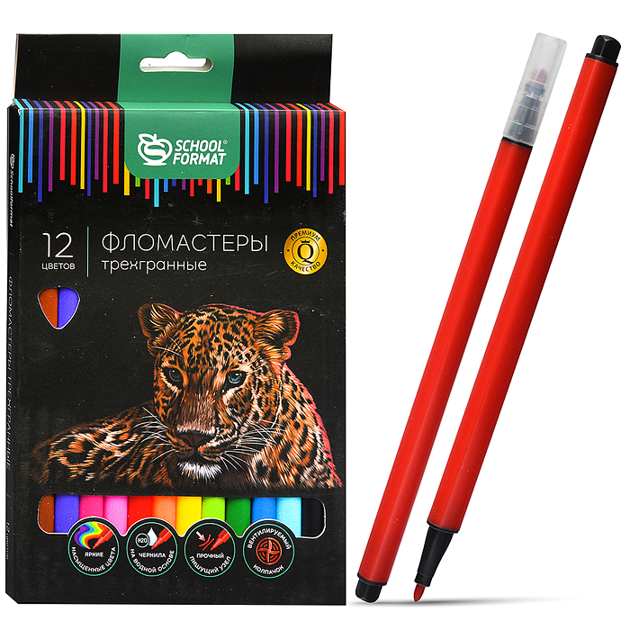 Фломастеры 12 цв. "Дикая планета" классические, трехгран. корп. стандартные карт. упак. Фломастеры 12 цв. "Дикая планета" классические, трехгран. корп. стандартные карт. упак.
