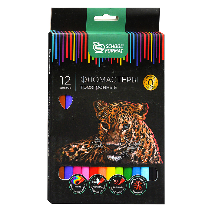 Фото к товару Фломастеры 12 цв. "Дикая планета" классические, трехгран. корп. стандартные карт. упак. Фломастеры 12 цв. "Дикая планета" классические, трехгран. корп. стандартные карт. упак.