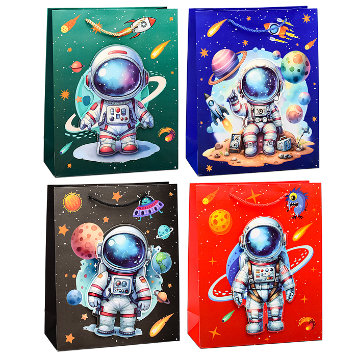 Пакет подарочный 00-6323 "Космонавт" 32х26х10 см Пакет подарочный 00-6323 "Космонавт" 32х26х10 см