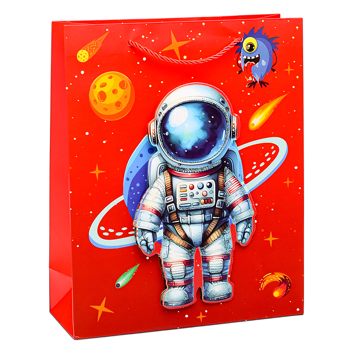 Фото к товару Пакет подарочный 00-6323 "Космонавт" 32х26х10 см Пакет подарочный 00-6323 "Космонавт" 32х26х10 см