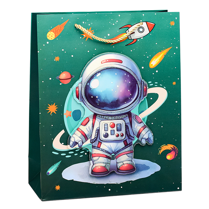 Фото к товару Пакет подарочный 00-6323 "Космонавт" 32х26х10 см Пакет подарочный 00-6323 "Космонавт" 32х26х10 см