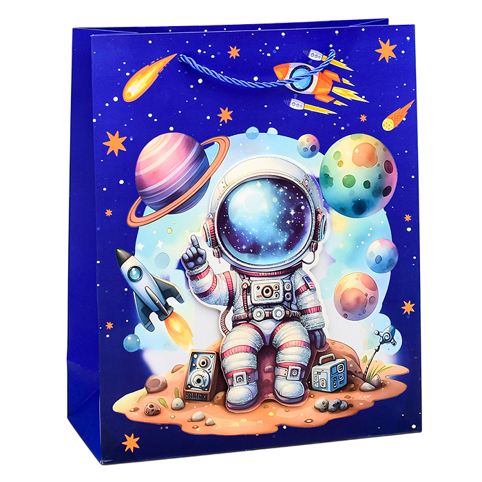Фото к товару Пакет подарочный 00-6323 "Космонавт" 32х26х10 см Пакет подарочный 00-6323 "Космонавт" 32х26х10 см