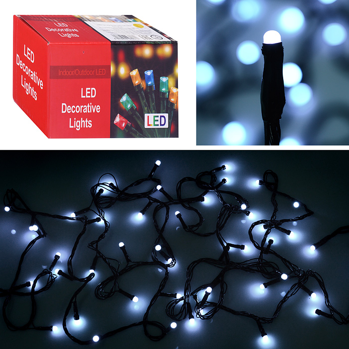 Электрогирлянда светодиодная в катушке 5м., 50 ламп, холодный