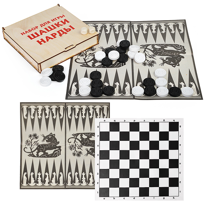 Шашки-нарды (в деревяной коробке, картонное поле) Шашки-нарды (в деревяной коробке, картонное поле)