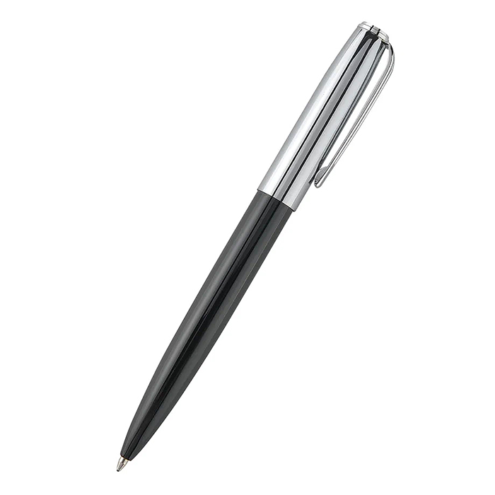 Ручка "Napoli" шариковая автоматическая, черный и серебряный, 1,0 мм, синяя