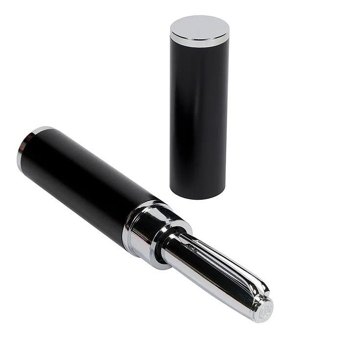 Фото к товару Ручка "Napoli" в тубусе круглой формы, 1,0 мм, синяя (корпус черн и серебр, футляр черный) Ручка "Napoli" в тубусе круглой формы, 1,0 мм, синяя (корпус черн и серебр, футляр черный)