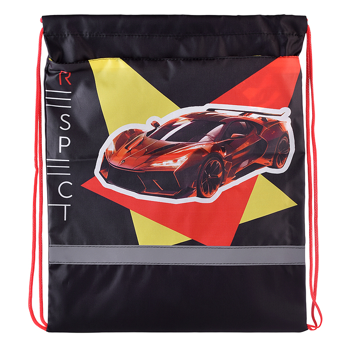 Сумка для сменной обуви, ткань, дизайн, с карманом и светоотражающей полосой "RESPECT" 2025