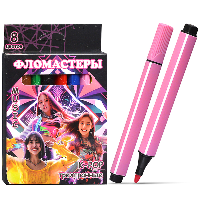 Фломастеры "Дорама" 8 цветов, треугольные, в картонной упаковке с европодвесом