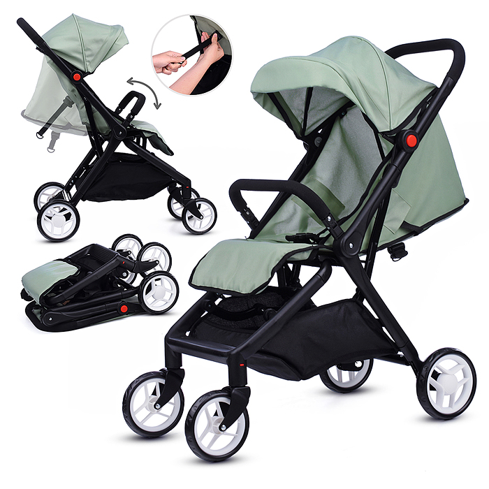 Коляска для кукол 9699 прогулочная, складная, с корзиной, цвет хакки, в пакете