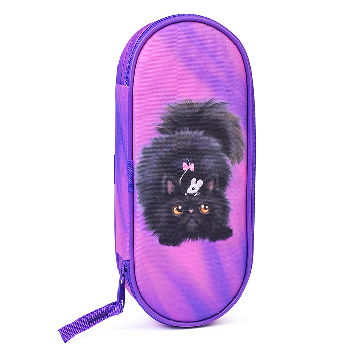 Пенал корпусный овальный "Черный кот" размер 210*85*50 мм. 