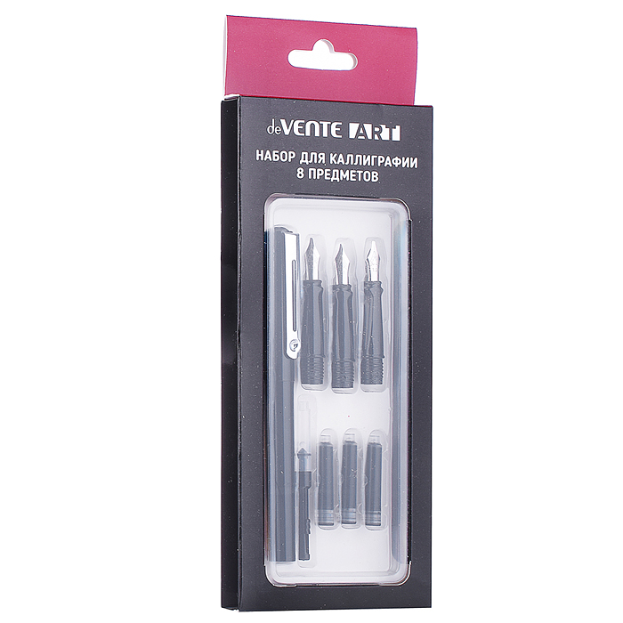 Набор для каллиграфии "ART" 8 шт (корпус ручки, 3 насадки с 3-мя разными по размеру перьями