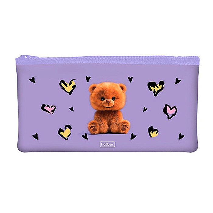 Пенал 205х110мм., на молнии мягкий "Пушистый мишка"